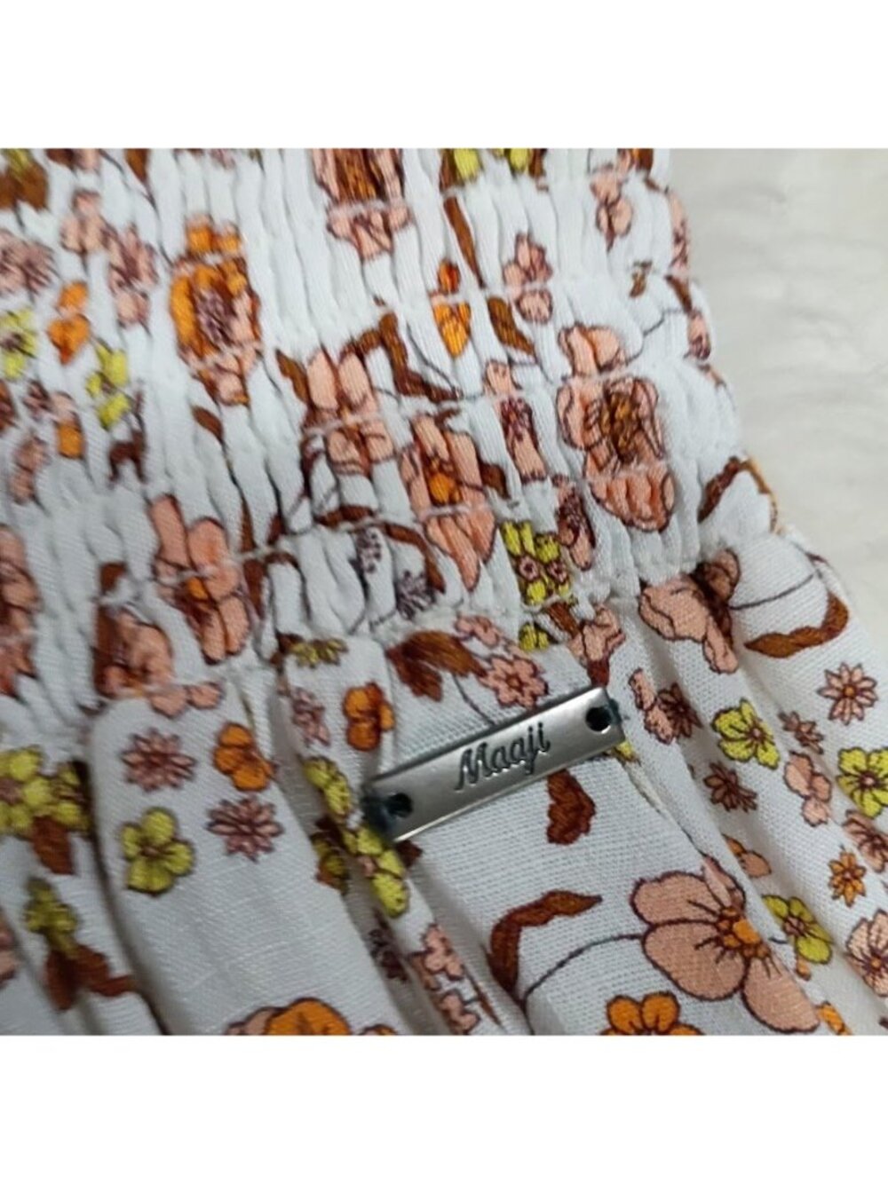 Floral High-Slit Maxi Skirt By Maaji Smocked Waist Small 100% Viscose Lightweigh - Picture 7 of 15